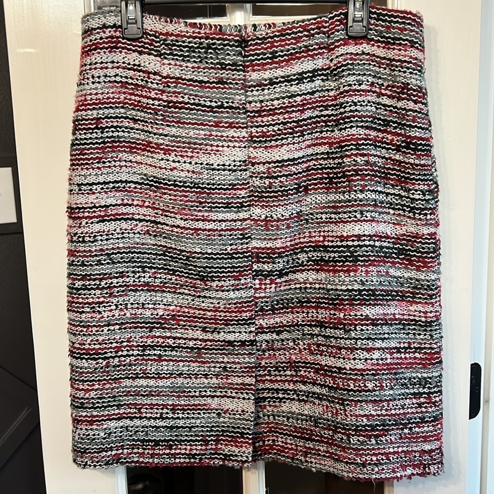 CATO Boucle Black Red White Tweed Skirt Size 12 - Picture 2 of 10